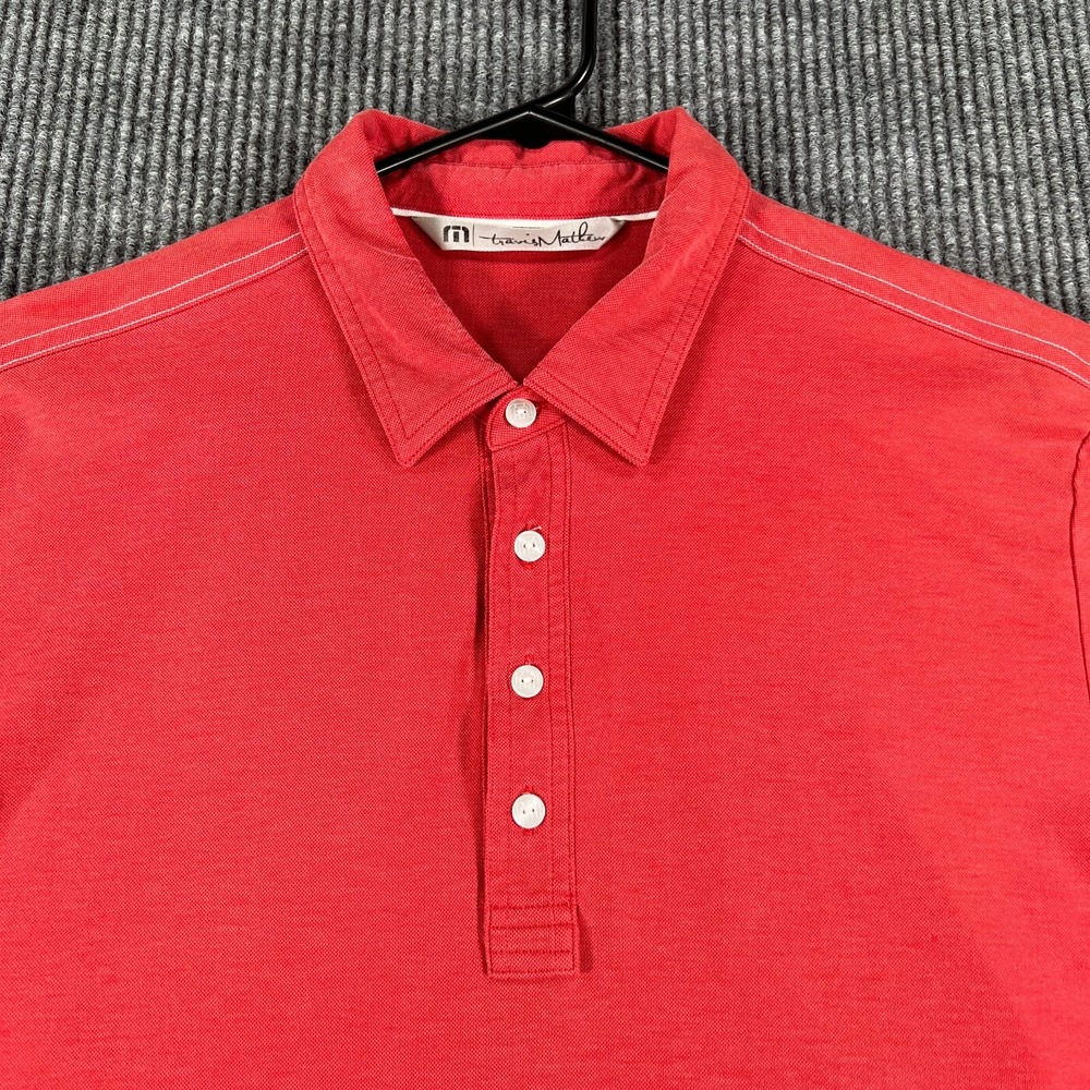Travis Mathew Polo Shirt Mens Large Red Short Sleeve Casual Golf Outdoor Light
